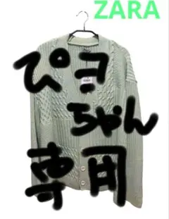 ZARA ミントグリーン ケーブルニットカーディガン XL メンズ