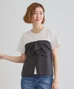 grove グローブ　麻調ビスチェドッキングT 黒