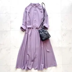 極美品 コルコバード カシュクールラップシャツワンピース グリーン S