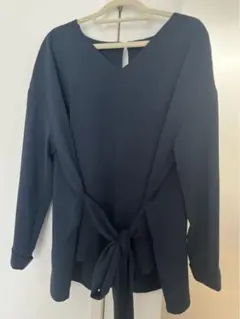 ロペピクニック　トップス　ブラウス　長袖　紺　チュニック　ペプラム