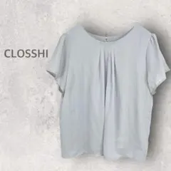 【クロッシー】半袖ブラウス L カジュアル オフィス フリル シンプル パール付