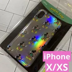 ディズニー　ミッキー　iPhone ケース　カバー　X XS レトロ　オーロラ
