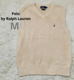 【Polo by Ralph Lauren】Vネックコットンベスト M 90s