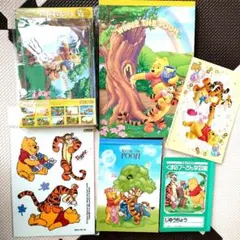 平成レトロ　プーさん　まとめ　封筒　メモ帳　シール　便箋　当時　葉書　ディズニー