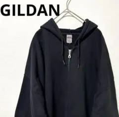 GILDAN黒 フルジップ パーカー オーバーサイズ　背面プリント