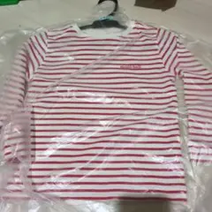 mont-bell 赤と白のストライプ 長袖カットソー 110