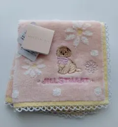 JILL STUART 犬刺繍 ハンカチ ピンク