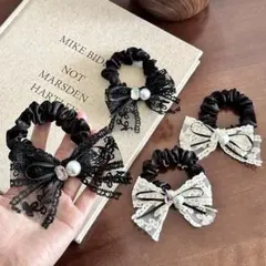 レースリボン付きヘアゴム 2個セット