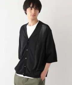 GLOBAL WORK 洗えるサラサラサマーカーディガン(五分袖)黒