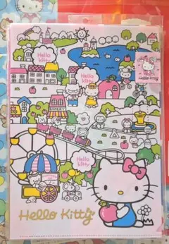 Hello Kitty 遊園地テーマ 　レトロ　クリアファイル A4