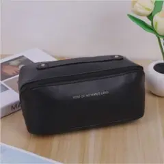 【新品未使用】大容量化粧ポーチ 大人おしゃれ　韓国風　ブラック