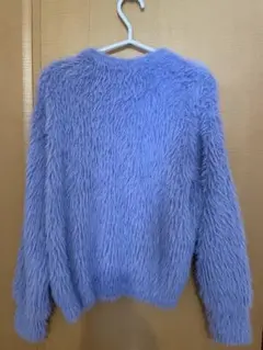 ラベンダー ファー素材 長袖カーディガン L