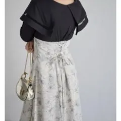 トッコクローゼット　ビックカラーバックレースアップ長袖ドッキングワンピース