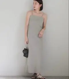 セレクトモカ　ダブルストラップカップ付きリブキャミワンピース