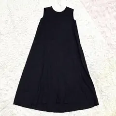 ドロワットロートレアモン バックリボン Aラインマキシワンピース リネン混黒 2のサムネイル