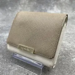 agnes b. アニエスベー 二つ折り財布 サフィアーノレザー ベージュ