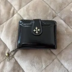 財布 黒 レザー二つ折り財布 十字架