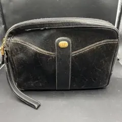 ヴィンテージ Dunhill ダブルファスナー セカンドバッグ 黒 レザー