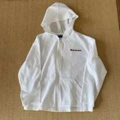 子供用　ホワイト　フード付きジップアップパーカー