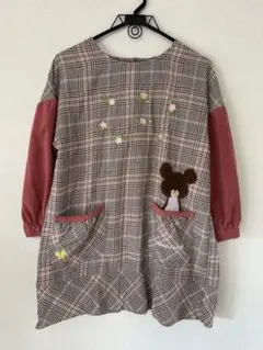 くまのがっこう　ジャッキー　かっぽう着タイプピンク系チェック　学研保育士エプロン