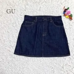 ジーユー　デニムミニスカート　Lサイズ　濃紺　台形　シンプル　大人カジュアル