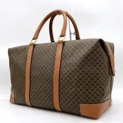 【CELINE】ボストンバッグ　マカダム柄　ゴールド金具　PVC ダークブラウンのサムネイル