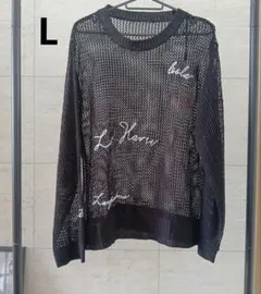 新品未使用☆しまむら　メッシュ編み長袖ロゴTシャツ☆