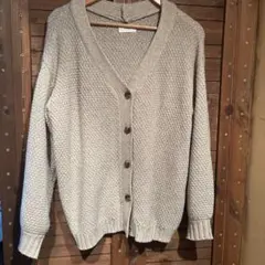 ベージュ アクリル製 カーディガン Fサイズ