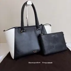 美品✨サマンサタバサ バイカラー レザートートバッグ ポーチ・保存袋 