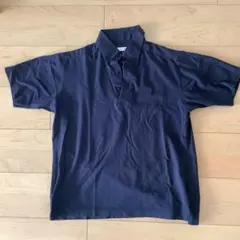 ネイビー Mサイズ ボタン付きポロシャツ