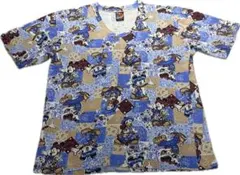 90s MICKEY UNLIMITED 総柄 Vネック Tシャツ サイズL相当のサムネイル