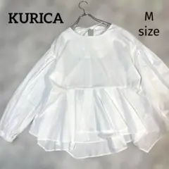 kurica ラッフルペプラムブラウス ホワイト 長袖ブラウス体型カバー