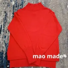 マオメイド　ハイネック リブニット 赤 長袖