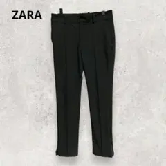 ZARA ハイウエストスリムスリットパンツ XS/S相当 黒 美シルエット 脚長