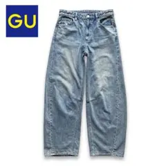 大きいサイズL ✨GU バレルレッグジーンズ 標準丈 裾上げ無 67BLUE