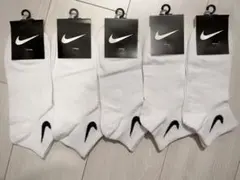 【オールホワイト】ナイキNIKEソックス　メンズソックス　スポーツソックス　五足