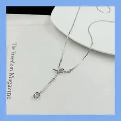 ラリエットネックレス シルバー 結び目 ノットデザイン Y字チェーン 66cm