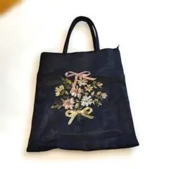 花束刺繍ブラック サブバック