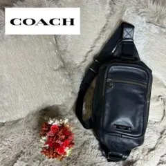 美品　COACH ブラック レザー ボディバッグ　本革コーチ黒