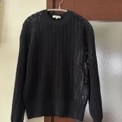 PLST コードヤーンローゲージニット　黒　M