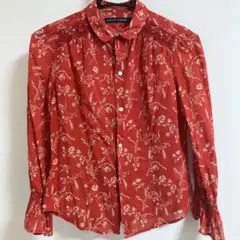 Ralph Lauren 赤 花柄 長袖ブラウス