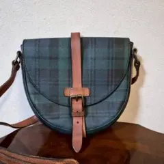 ポロ ラルフローレン ショルダー バック ポシェット チェック グリーン 革