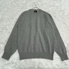 PURE CASHMERE カシミヤ100% グレー クルーネック ニット　M