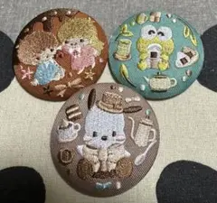 【新品未使用】サンリオ刺繍デザイン キャラクター缶バッジ 3個セット