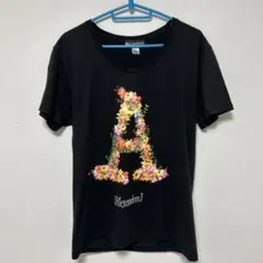[Alexandros] 黒 X 花柄 Tシャツ 2016