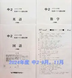 早稲アカ 中2特訓クラス選抜 2024年9月、11月 2回分 国数英 3教科