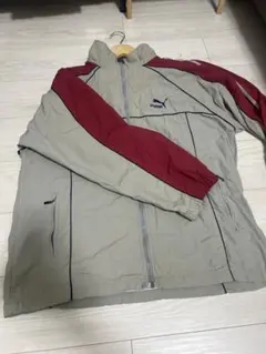 Puma ナイロンジャケット グレー/ワインレッド