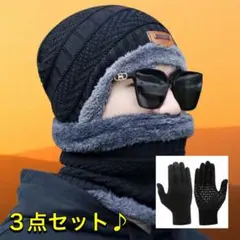 メンズ ニット帽 ニットキャップ 裏ボア ネックウォーマー 裏起毛　手袋