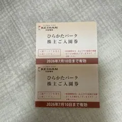 ひらかたパーク 株主ご入園券 2枚セット　24時間以内発送❗️のサムネイル