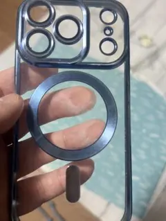 iPhone用クリアブルーケース スタンド機能付き